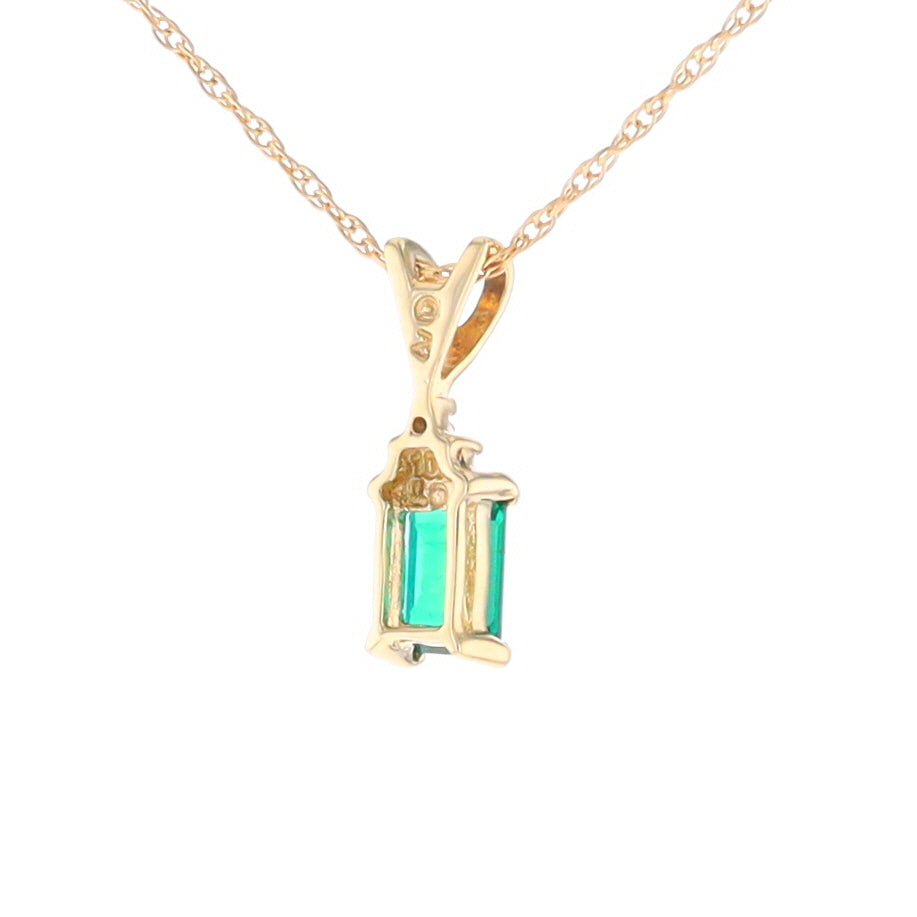 Synthetic Emerald Pendant with Diamond Accents