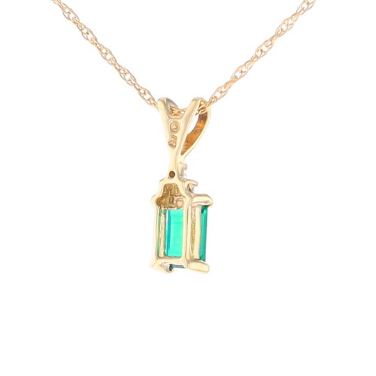 Synthetic Emerald Pendant with Diamond Accents