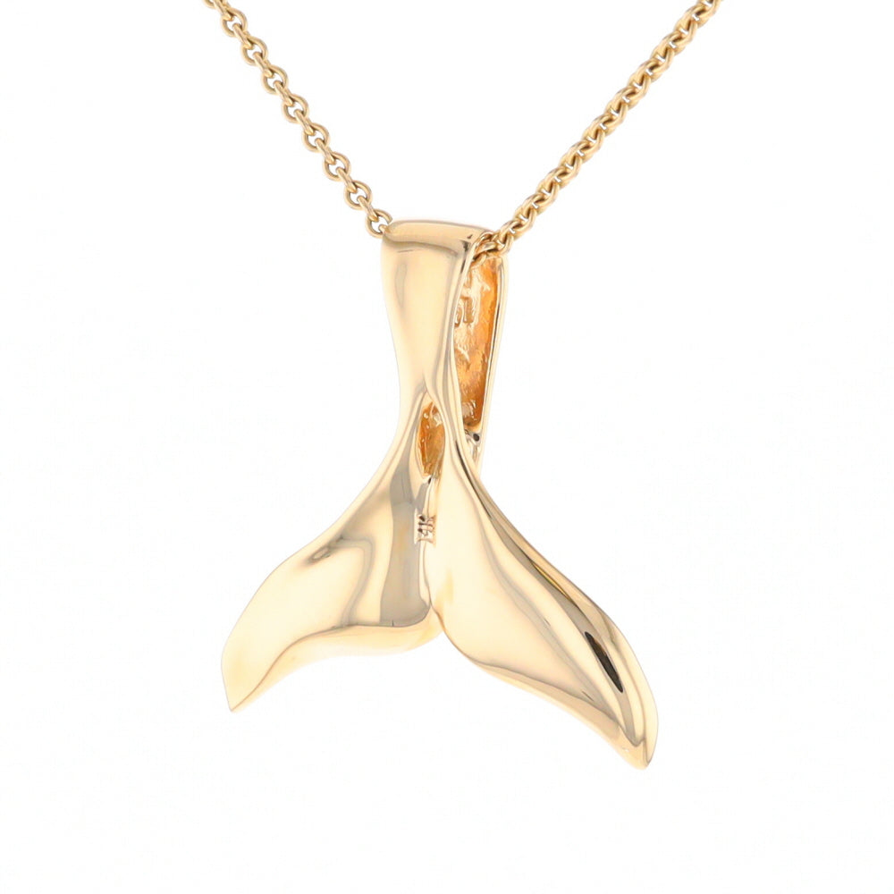 Whale Tail Natural Gold Quartz Single Side Inlaid Pendant