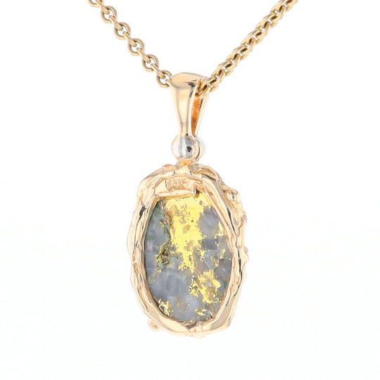 Serpentine & Gold Quartz Freeform Pendant
