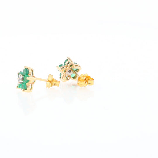 Emerald Flower Stud Earrings