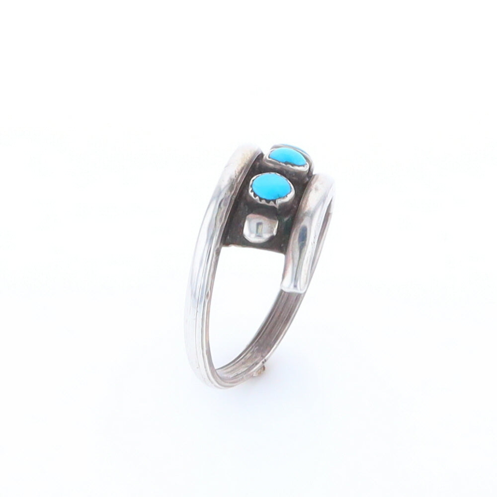 Round Turquoise Row Bypass Ring