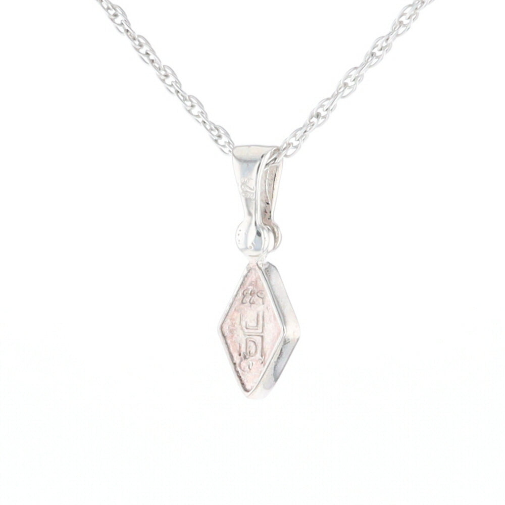 Sterling Silver Gold Quartz Inlaid Diamond Pendant - G3