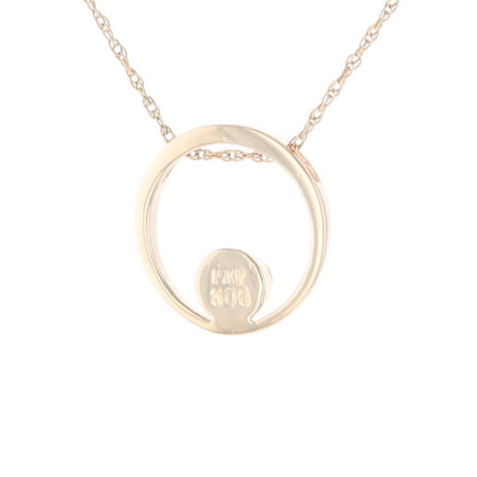 Gold Quartz Pendant Open Circle Design Round Inlay Pendant