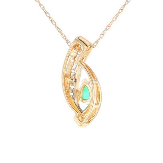 Pear Shaped Emerald Ribbon Pendant