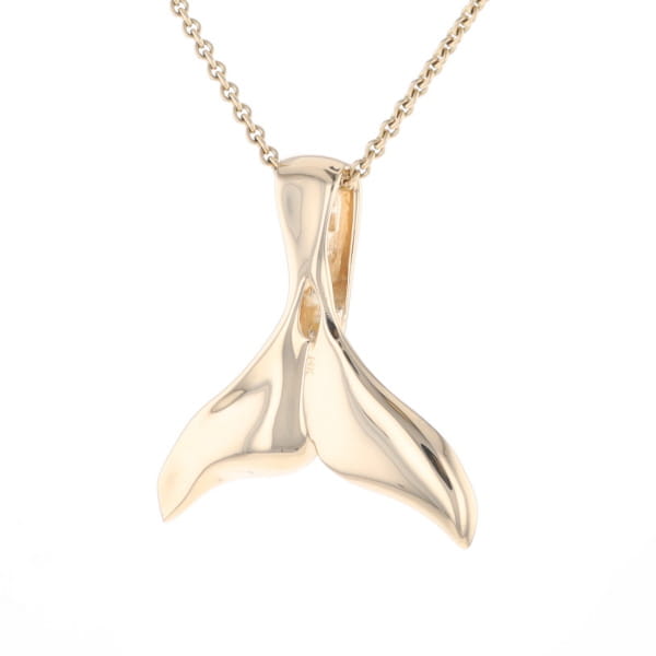 Whale Tail Natural Gold Quartz Single Side Inlaid Pendant