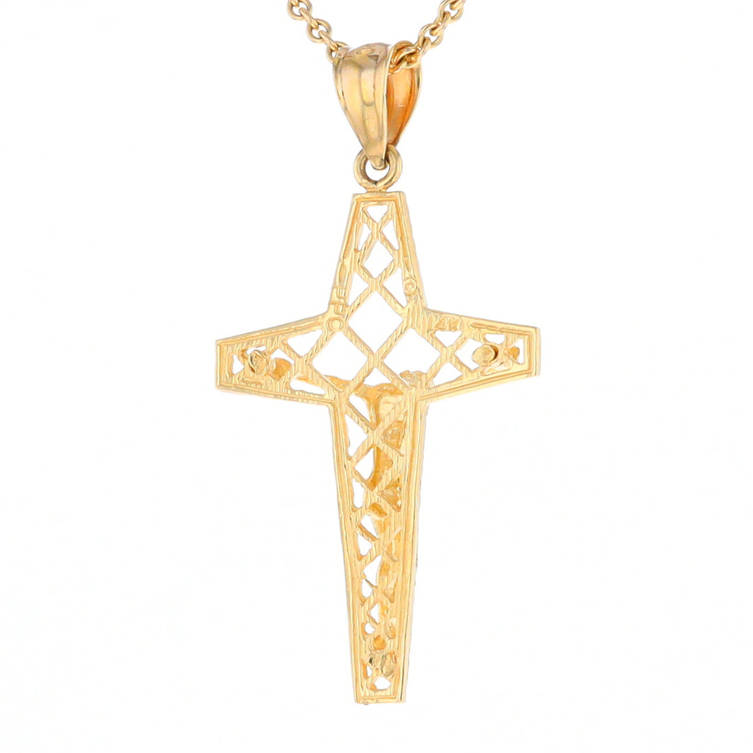 Gold Mesh Crucifix Pendant