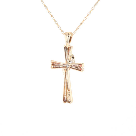 Diamond Crossover Ribbon Cross Pendant