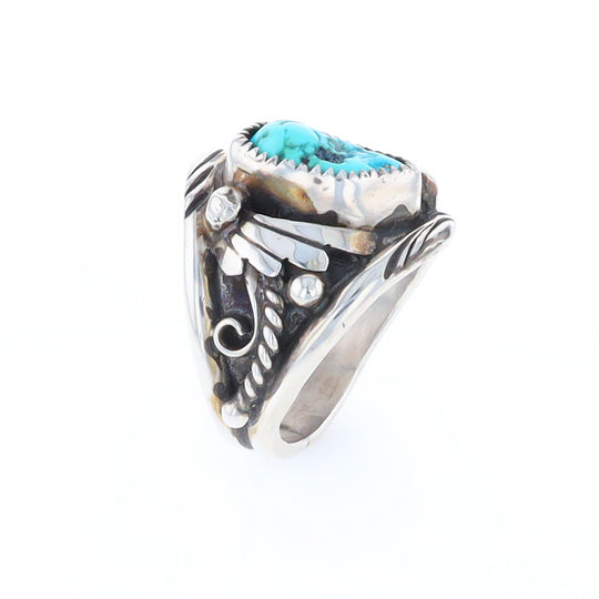 Navajo Turquoise and Feather Design Ring