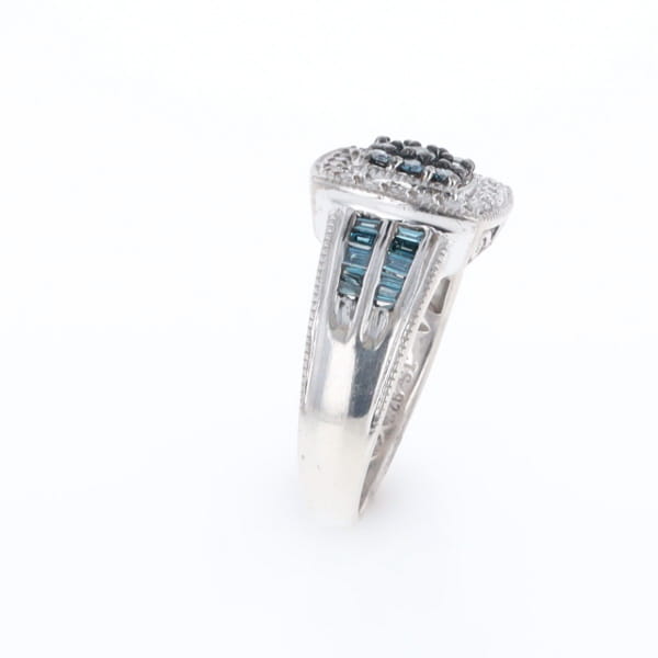 Square Blue & White Diamond Ring