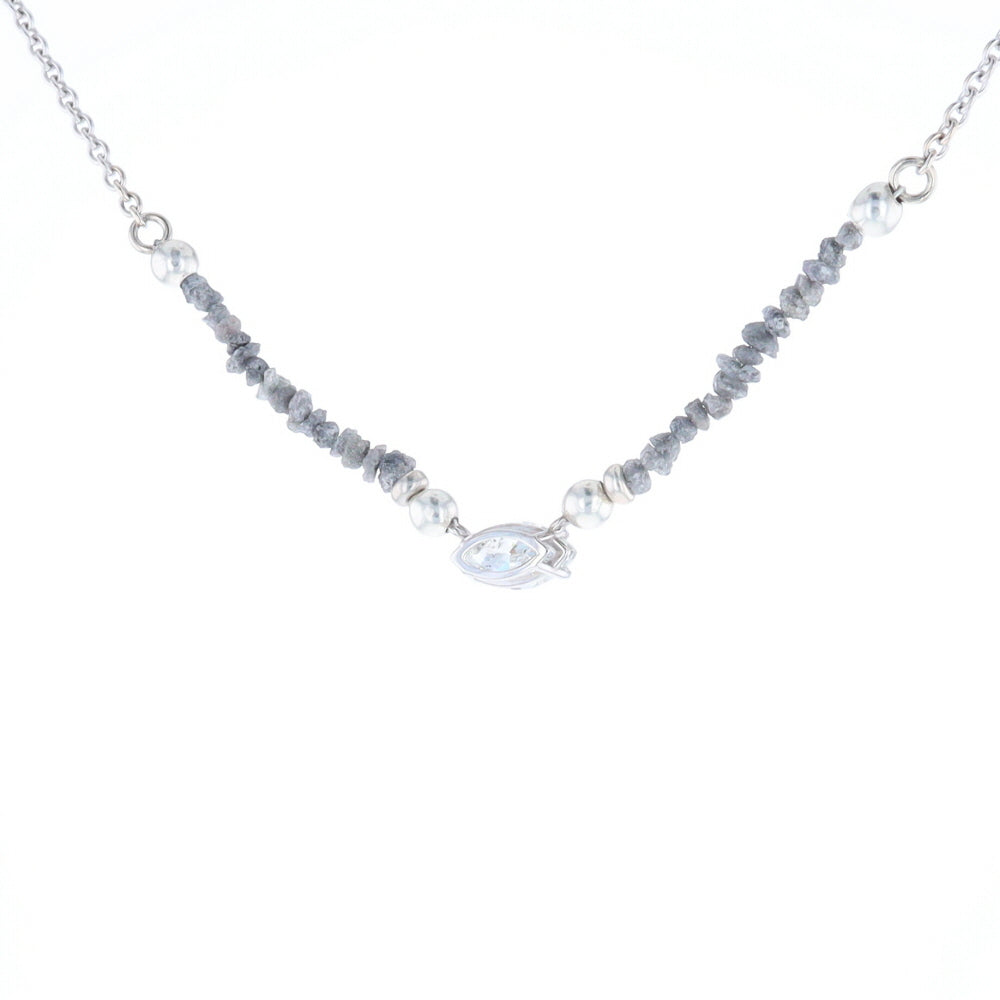 Marquise Diamond Necklace with Rough Diamond Beads