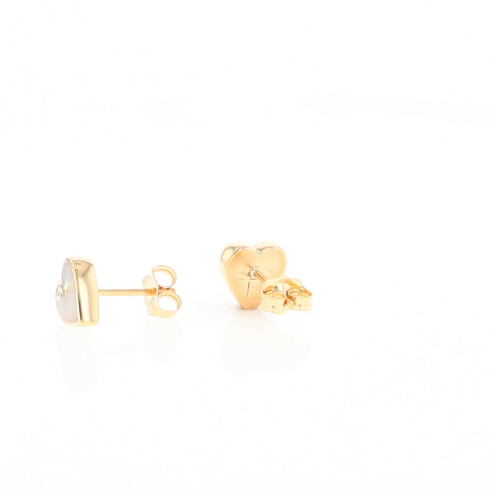 Gold Quartz Heart Stud Earrings - G2