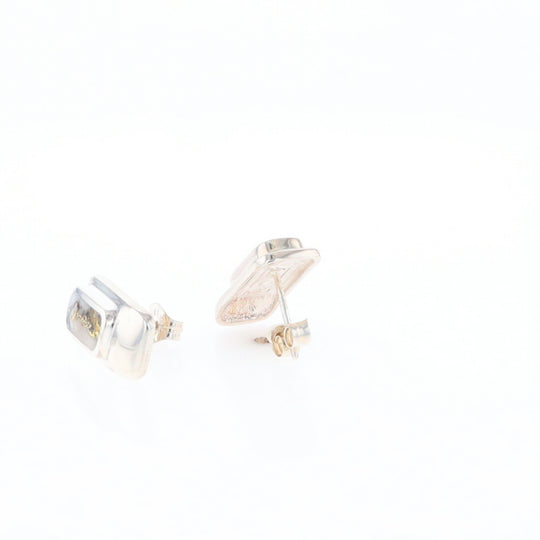 Gold Quartz Inlaid Rectangle Stud Earrings - G3