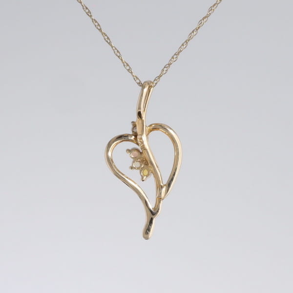 Round Opal & Diamond Heart Necklace