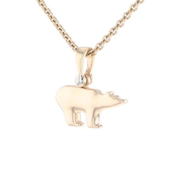 Gold Quartz Inlaid Polar Bear Pendant