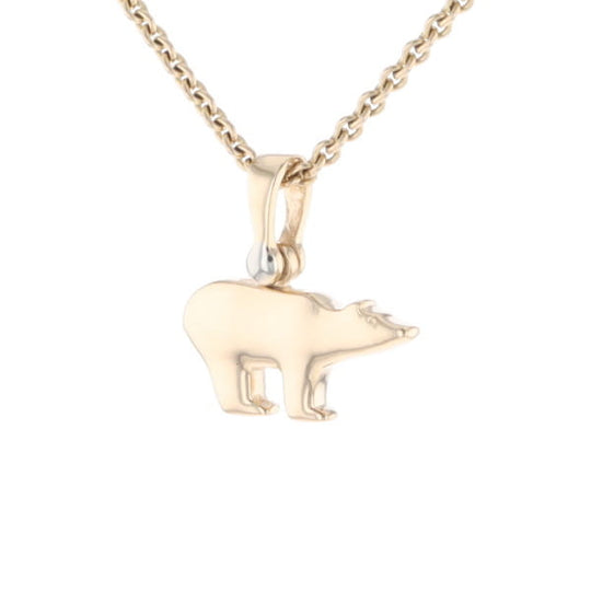 Gold Quartz Inlaid Polar Bear Pendant