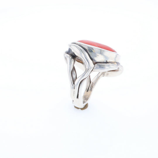 Native Oval Coral Free Form Ring