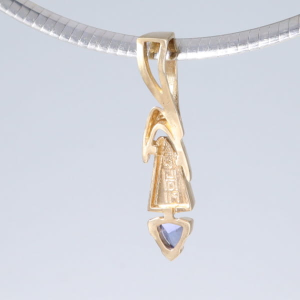 Opal Pendant Triangle Inlaid Design with Trillion Cut Tanzanite