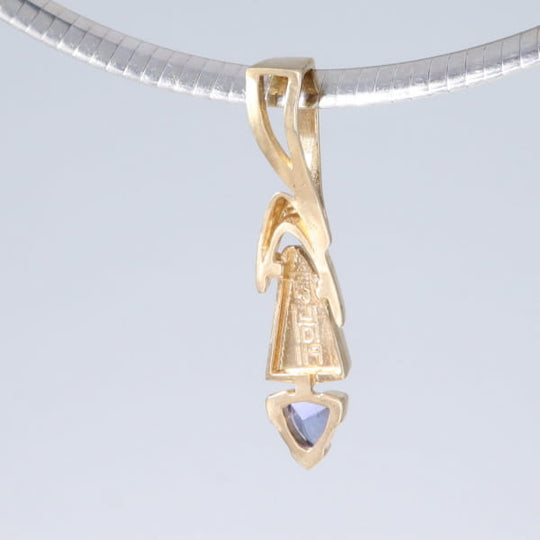 Opal Pendant Triangle Inlaid Design with Trillion Cut Tanzanite