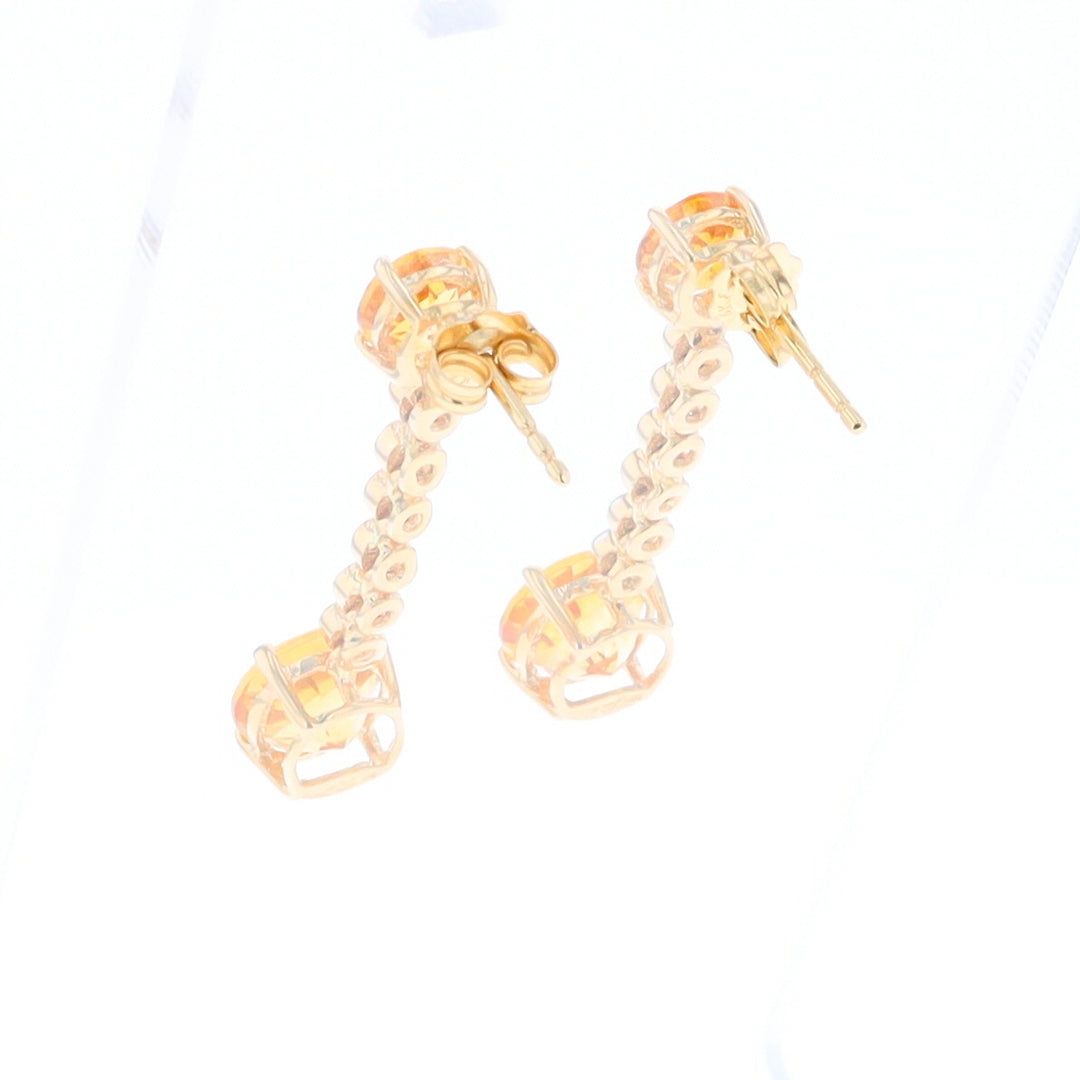 Citrine and Diamond Dangle Drop Earrings