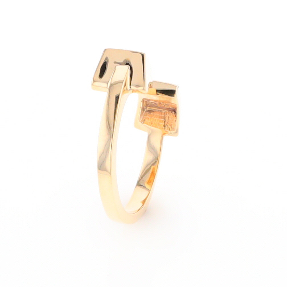 Gold Quartz Ring Natural Nuggets Inlaid Wrap Double Square Design