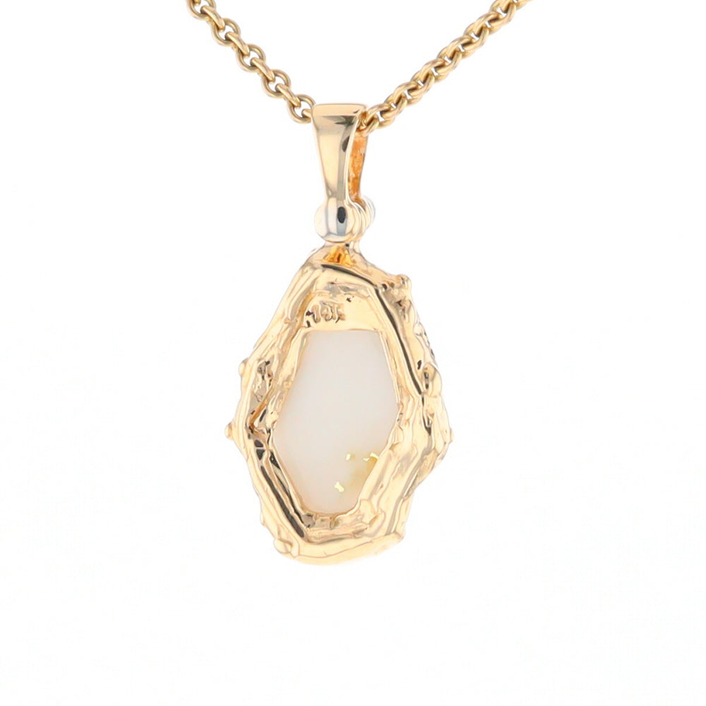 Gold Quartz Freeform Pendant