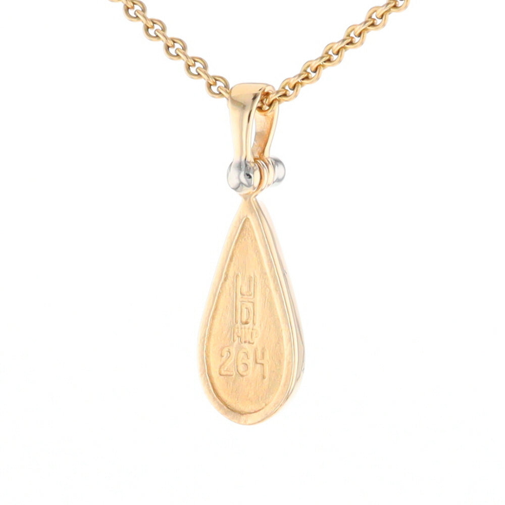 Gold Quartz Necklace Tear Drop Inlaid Pendant with .02ct Diamond