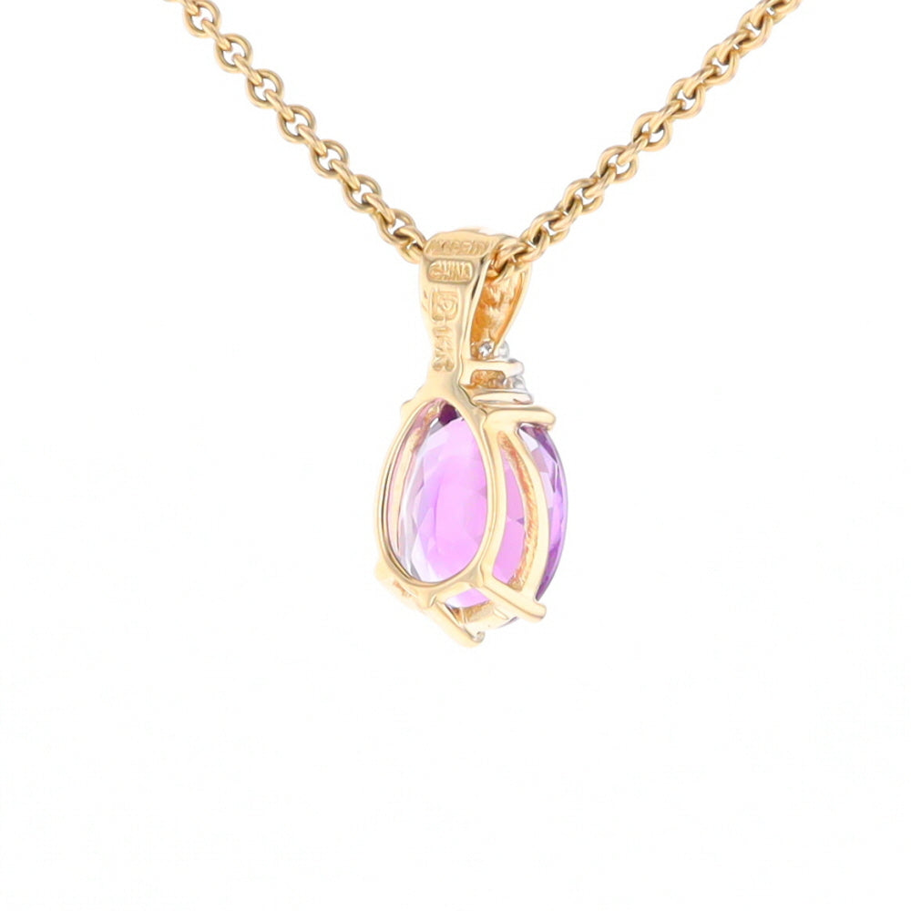 Oval Amethyst Diamond Pendant