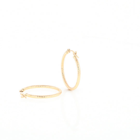 Gold Ribbed Hoop Earrings