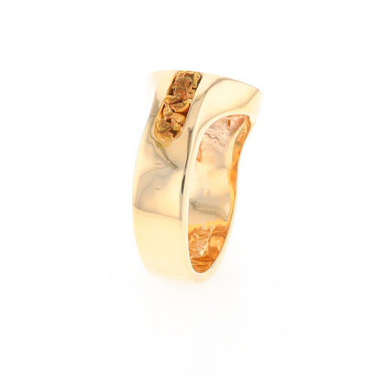 Oval Gold Quartz Inlaid Ring with Natural Gold Nuggets G2 Quality