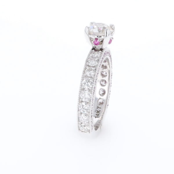 Diamond and Pink Sapphire Engagement Ring