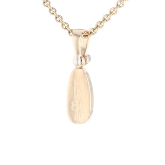 Gold Quartz Necklace Pear Shape Inlaid Pendant with .02ct Diamond