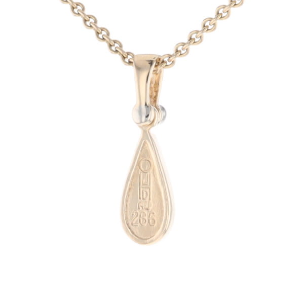 Gold Quartz Pendant Tear Drop Inlaid Design with .02ct Diamond