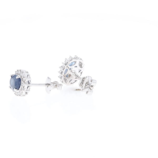 Oval Blue Sapphire Earrings With Halo
