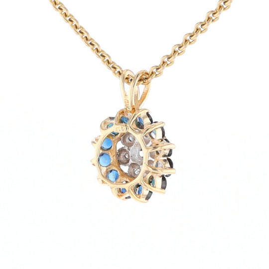 Round Diamond & Sapphire Cluster Pendant