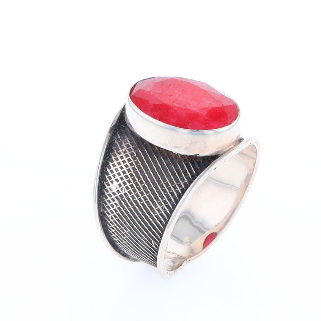 Red Quartz Bezel Set Ring