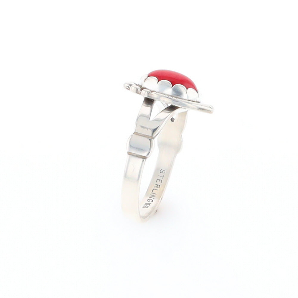 Native American Oval Coral Ring