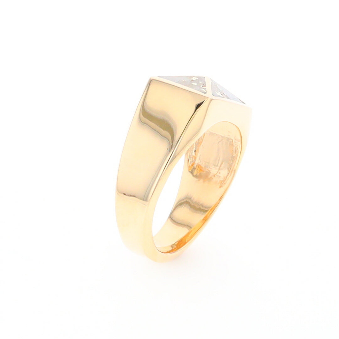 Four Section Gold Quartz Inlaid Men's Ring G2