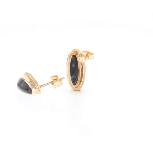 Natural pietersite oval inlaid milgrain earrings
