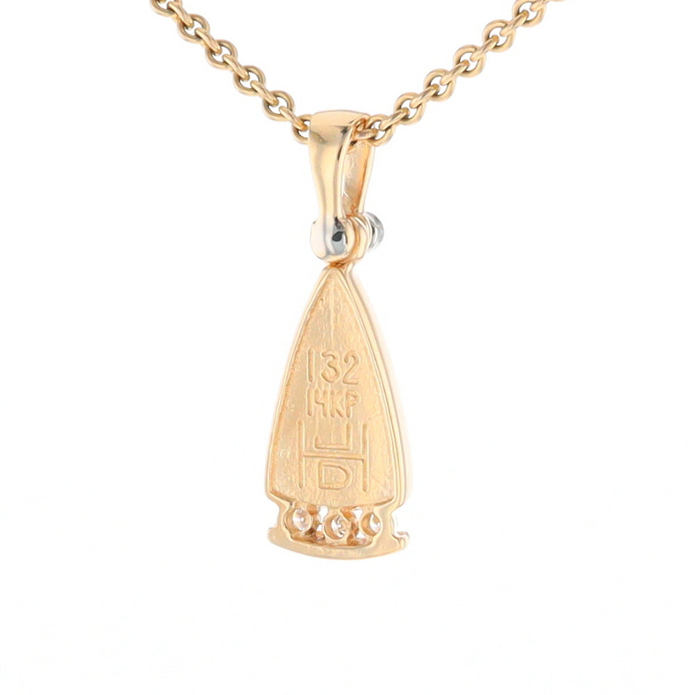 Gold Quartz Triangle Inlaid Pendant with 0.08ctw Diamonds - G2