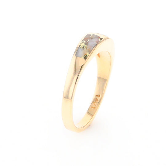 Gold Quartz Ring Double Sided Inlaid with a .61ct Round Diamond