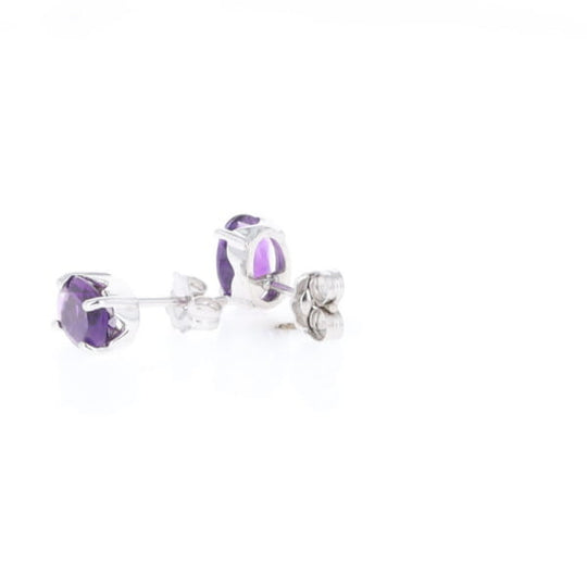 Oval Amethyst Stud Earrings