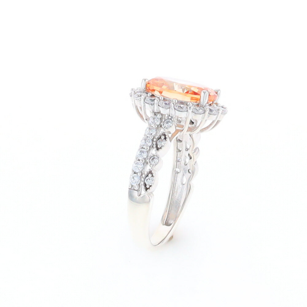 Peach Imitation Topaz Halo Ring