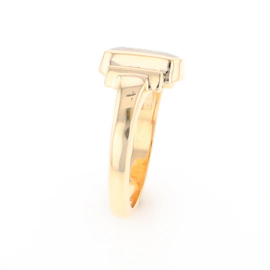 Gold Quartz Ring Oval Inlaid Design with .24ctw Round Diamonds