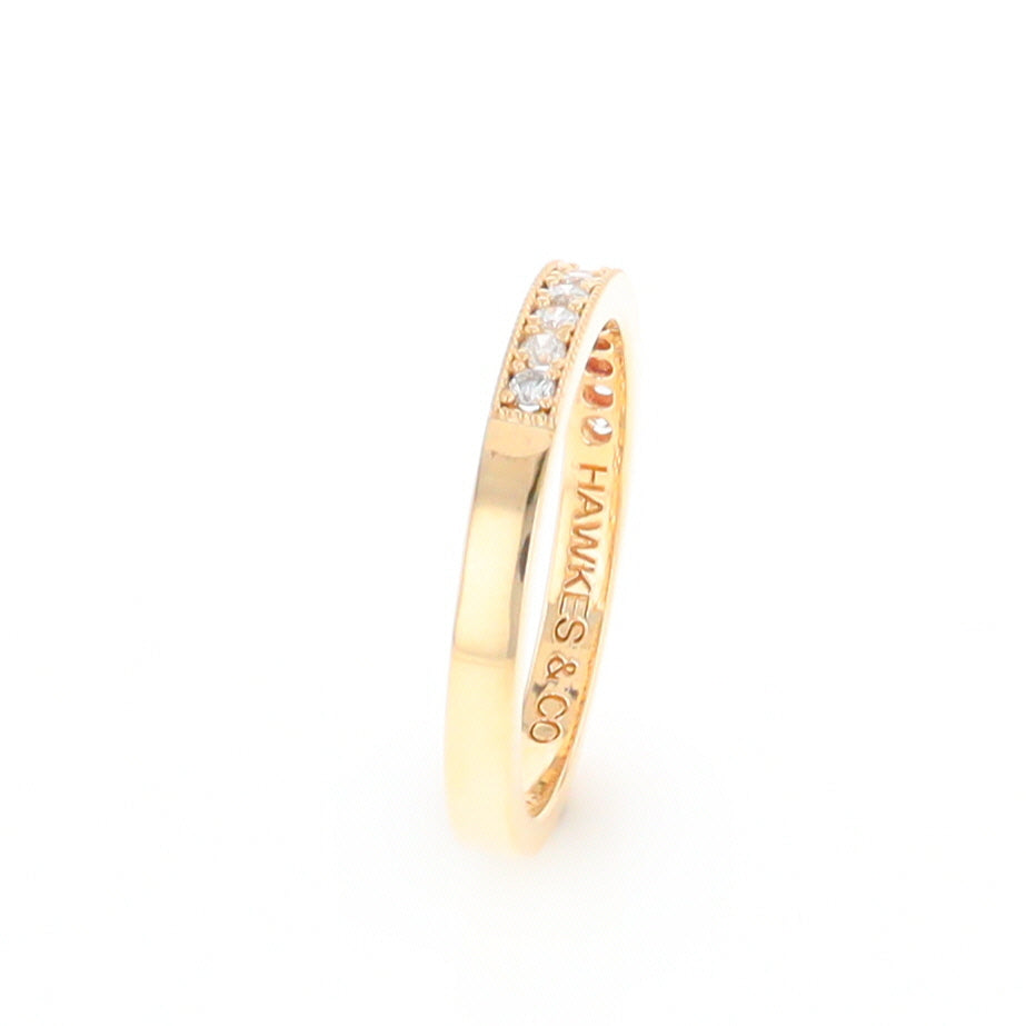 Yellow Gold Milgrain Diamond Wedding Band