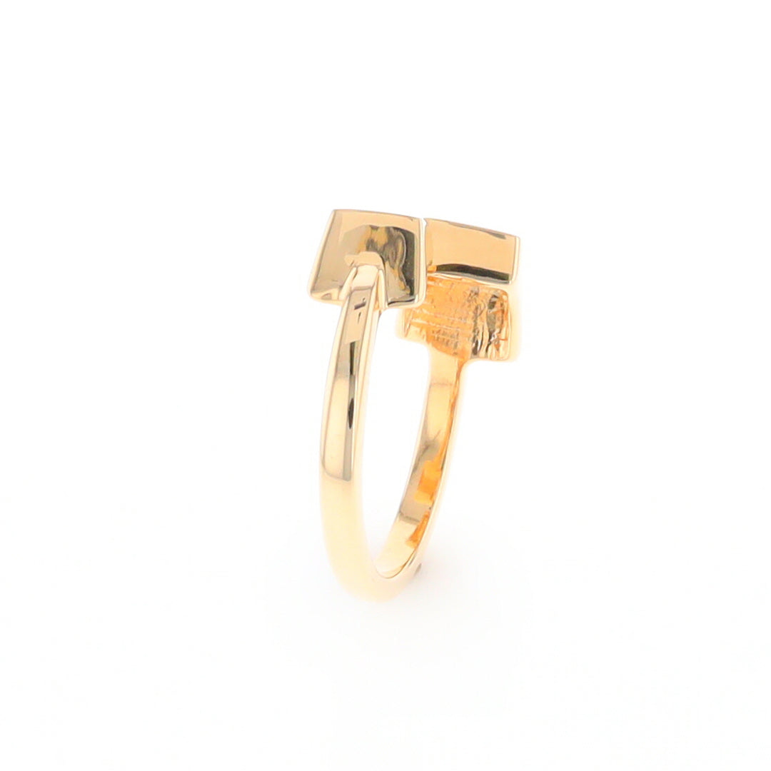 Gold Quartz Ring Wrap Double Square Inlaid Design