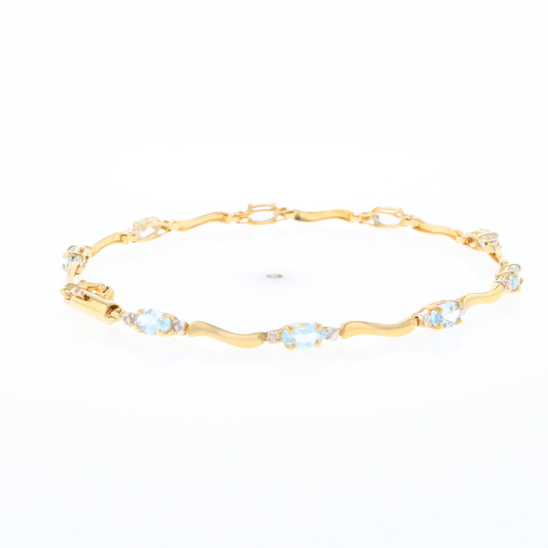 Aquamarine and Diamond Tennis Bracelet