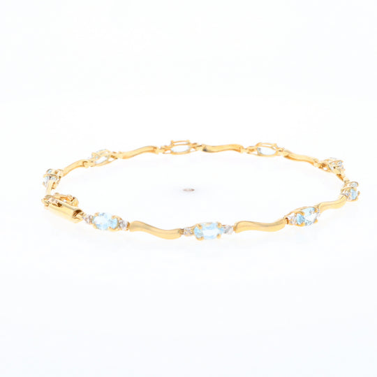 Aquamarine and Diamond Tennis Bracelet