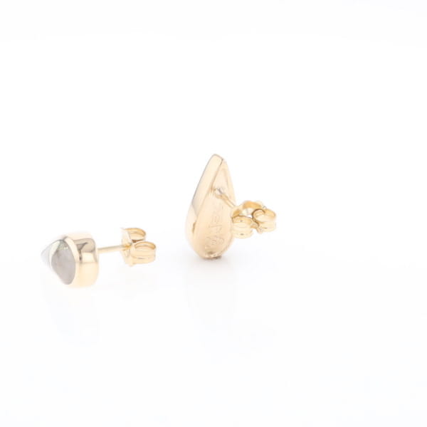 Gold Quartz Earrings Tear Drop Inlaid Studs