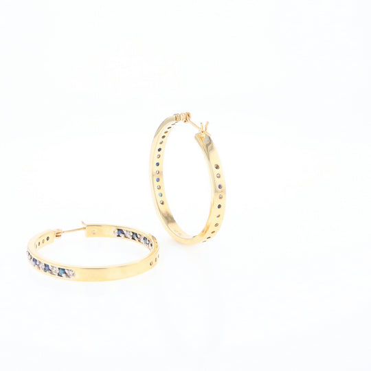 Sapphire & Diamond Hoop Earrings